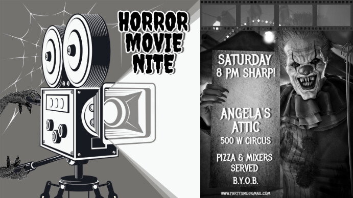 Horror Movie Night Invitation Digital Display (16:9) template