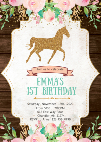 16 670 Horse Birthday Invitation Customizable Design Templates Postermywall