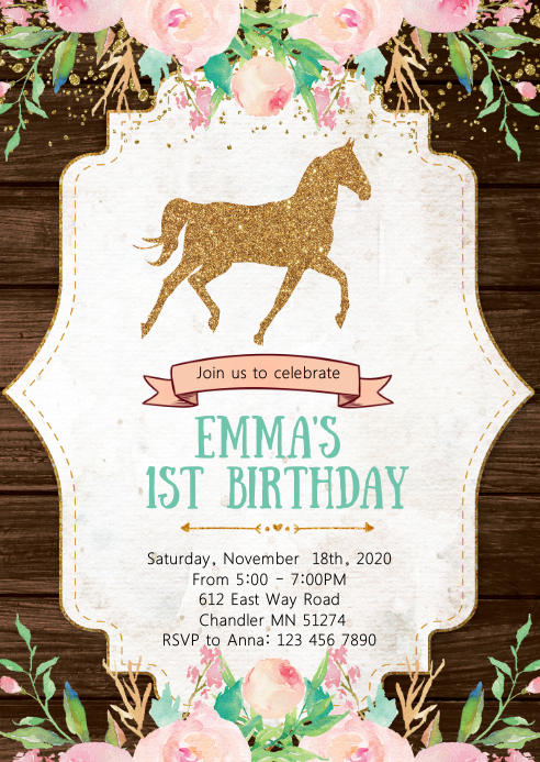 Horse Birthday Party Invitation Template Postermywall