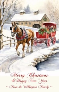 Horse Drawn Sleigh Ride Greeting Card Boulevardzeitung template