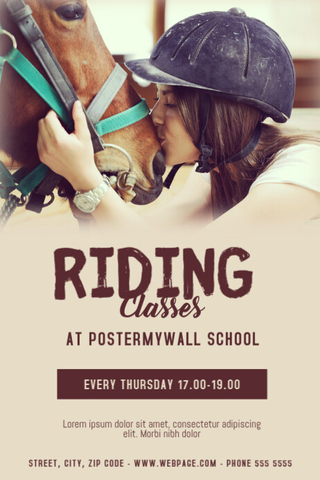 Horse riding classes flyer template | PosterMyWall
