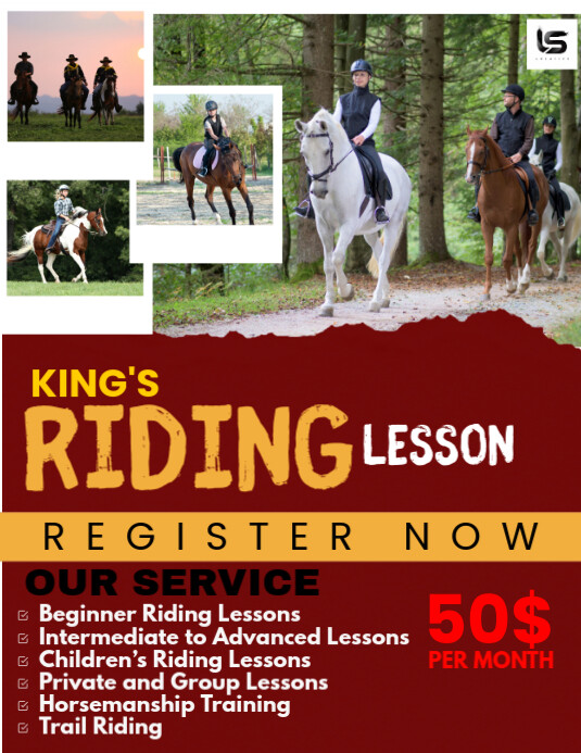 HORSE RIDING LESSON Template | PosterMyWall
