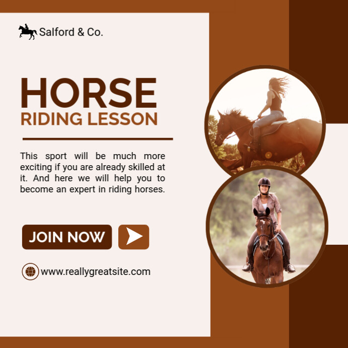 Copy of HORSE RIDING LESSON INSTAGRAM POST | PosterMyWall