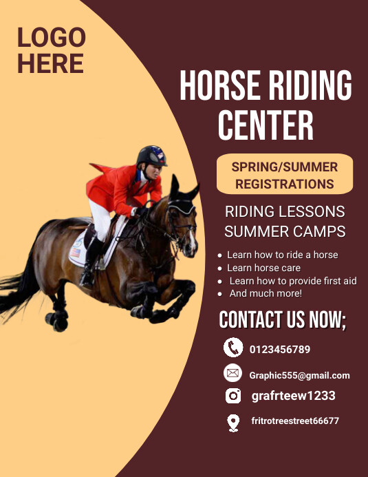 Riding Lesson Flier Example Plantilla de Horse riding lessons flyer | PosterMyWall