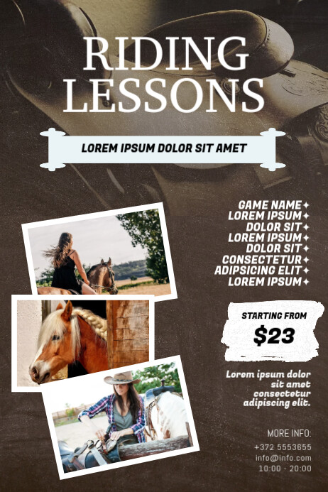 Horse riding lessons flyer template | PosterMyWall