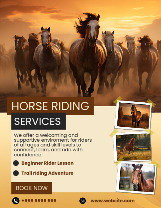 Horse Riding Services Flyer (us Letter) Template | PosterMyWall