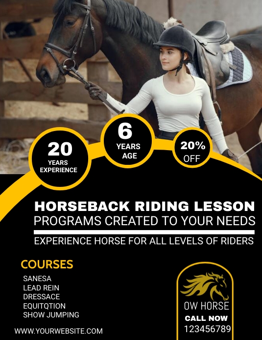 Riding Lesson Flier Example horseback riding lessons camp flyers,club org Template | PosterMyWall