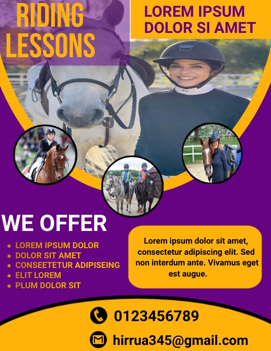 horseback riding lessons camp flyers Template | PosterMyWall