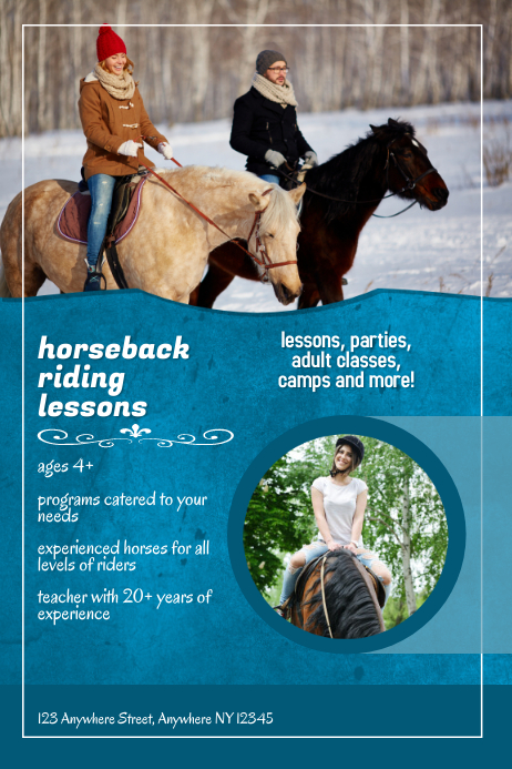 horseback riding lessons flyer template | PosterMyWall