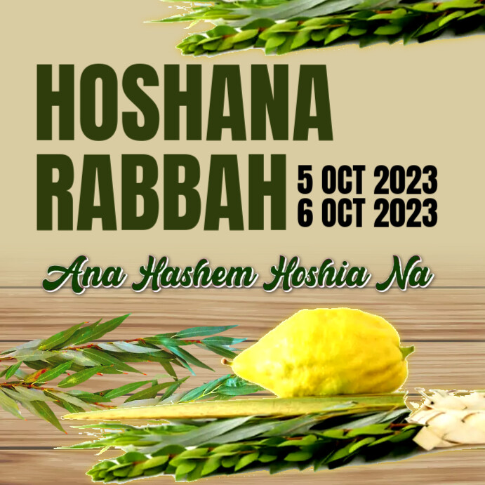 hoshana rabbah, sukkot 2023, jewish festival, Instagram Post template