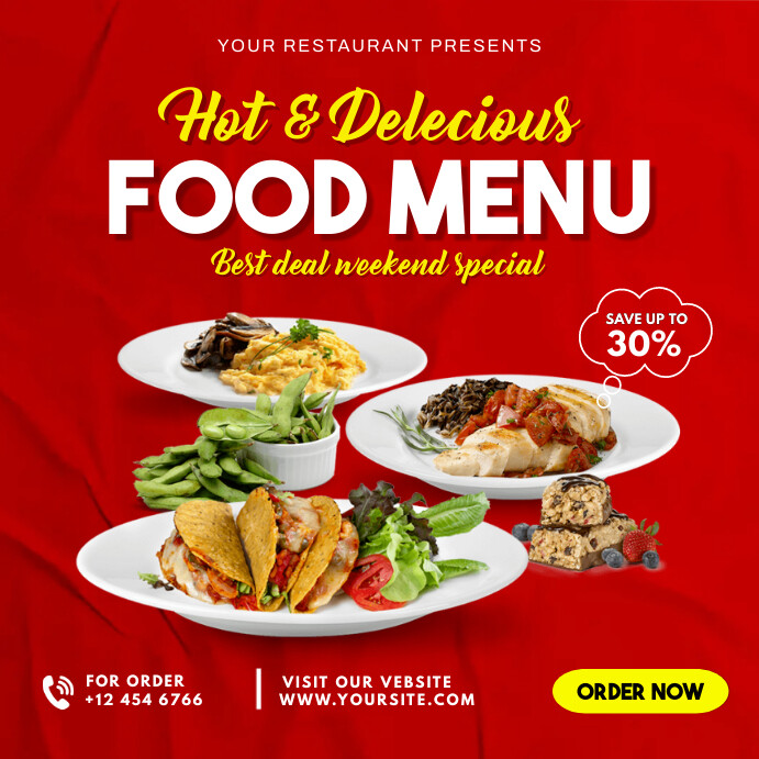 Hot & Delecious food menu Template | PosterMyWall