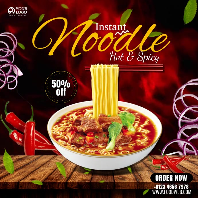 Hot & Spicy Noodles Instagram Post template