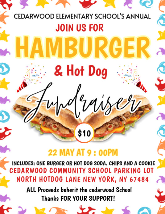 Hot Dog and Hamburger Dinner Flyer template