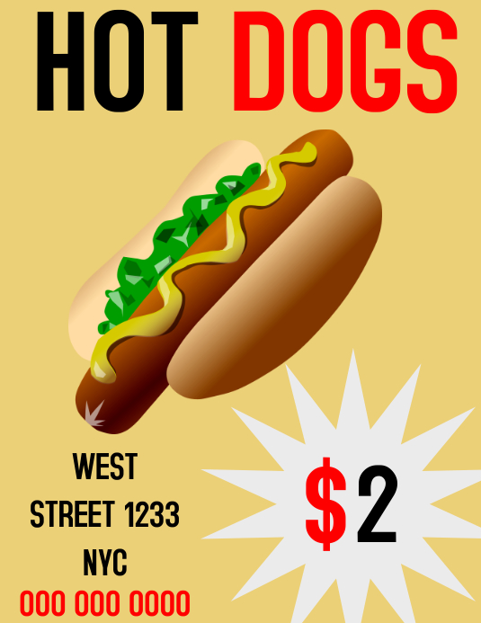HOT DOG FLYER Template PosterMyWall