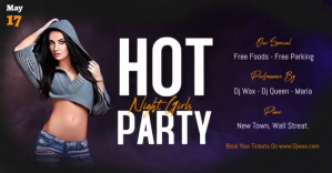 สีดำ hot girls night party flyer design Facebook Ad Template