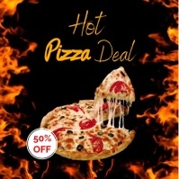 Hot Pizza deal video template. 方形(1:1)