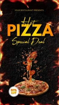 Hot Pizza Deal Video Template. Digitalanzeige (9:16)