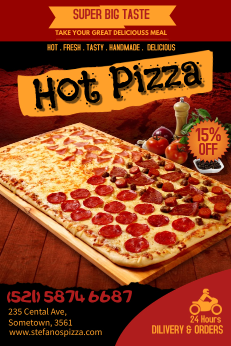 pizza poster flyer restaurant template advertisement templates copy hut joint flyers advertising social card postermywall gift