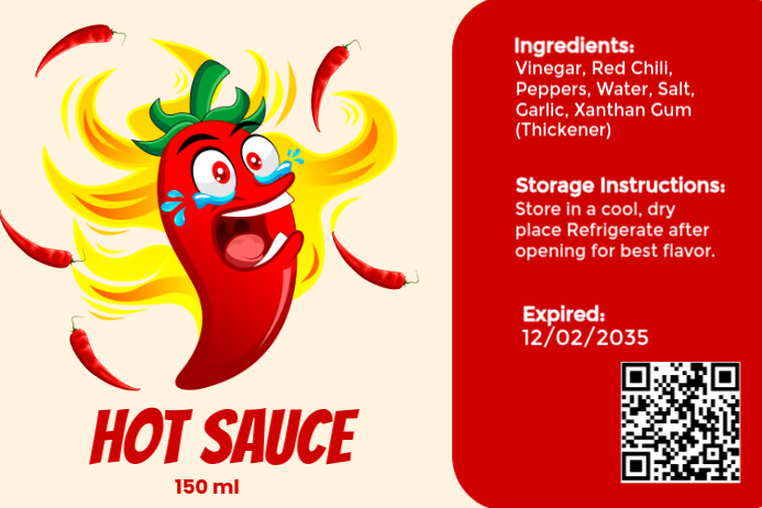 Image 1 for Hot Sauce Label Template