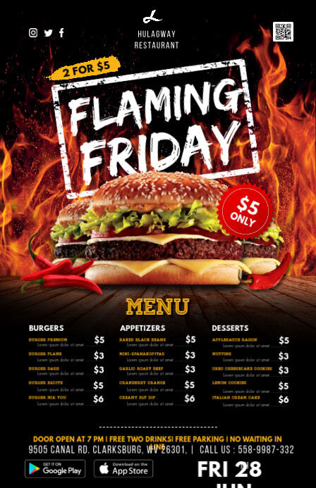 Hot Spicy Fast Food Menu Table Talker Template Postermywall