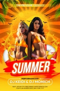 Hot Summer Party Video Poster template