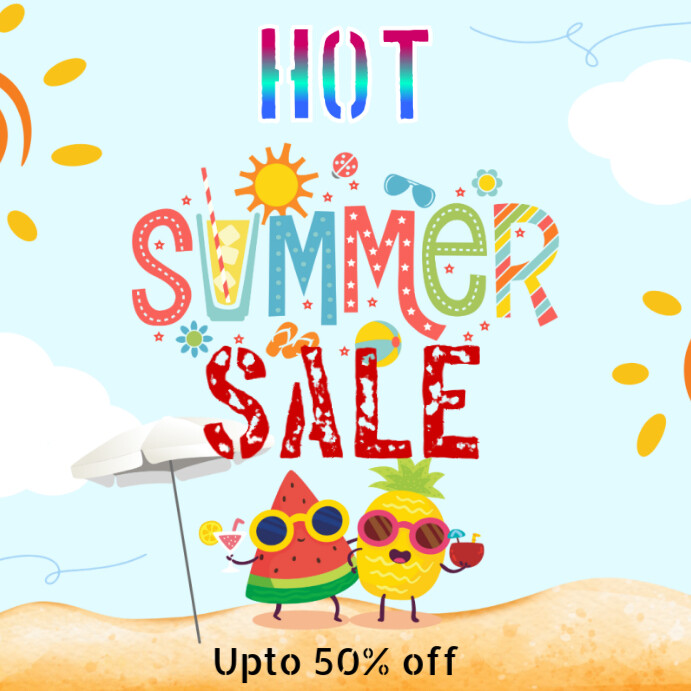 Hot summer sale Publicação no Instagram template