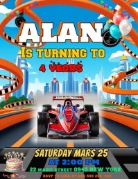 Hot Wheels birthday Flyer (US Letter) template