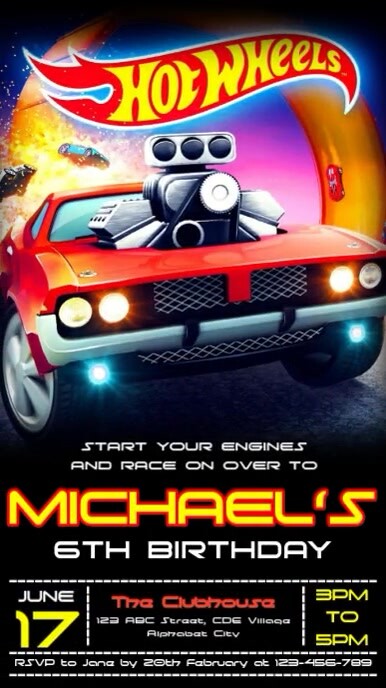 Hot Wheels Invitation Template