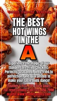 hot wings Restaurant fast food, fried chicken Instagram Story template