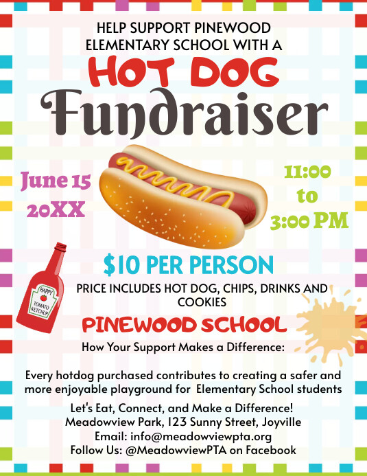 Hotdog Fundraiser Flyer Folheto (US Letter) template