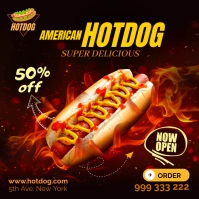 Hotdog sale advertisement ad banner social me Instagram Post template