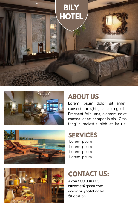 Hote, airbnb & restaurant advertisement flyer Poster template