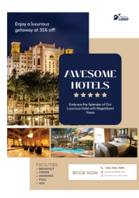 Hotel & Resorts Flyer Template for Luxury Accommodations A4
