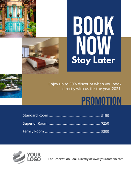 Hotel & resort flyer promotion ad Ulotka (US Letter) template