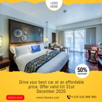 Hotel Accommodation Rental Flyer Template Square (1:1)