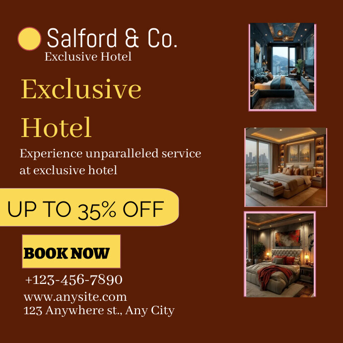 Hotel advert design template สี่เหลี่ยมจัตุรัส (1:1)