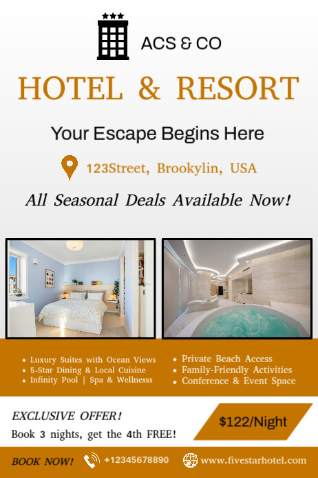 Hotel and Resort Ad Poster template