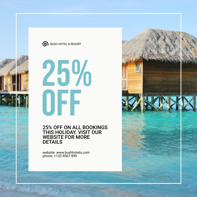 Hotel booking, discounted, social post template