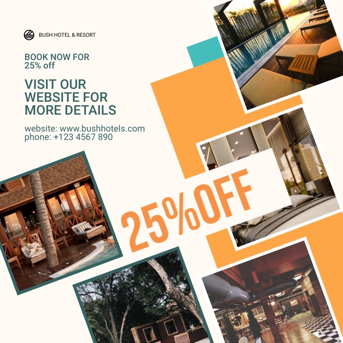 Hotel booking with a discount Template PosterMyWall