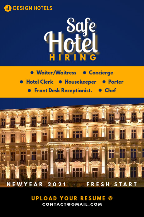 Hotel Hiring Staff 2021 Template โปสเตอร์