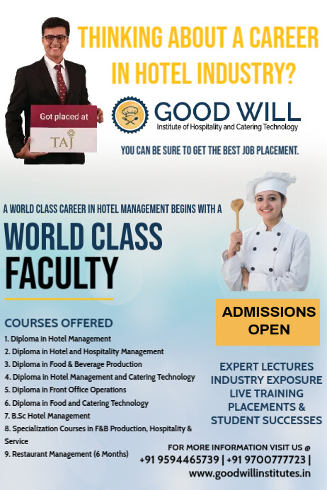 Hotel Management COLLEGE Template | PosterMyWall