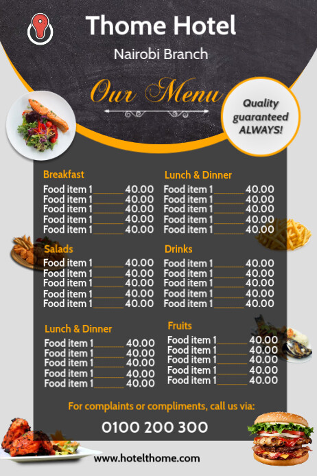 Hotel menu Template | PosterMyWall