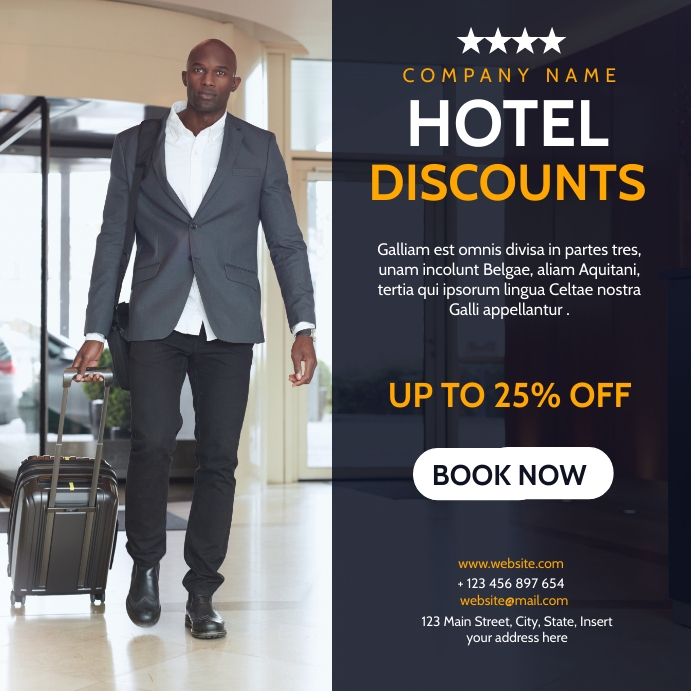 hotel promotions and discounts Template PosterMyWall