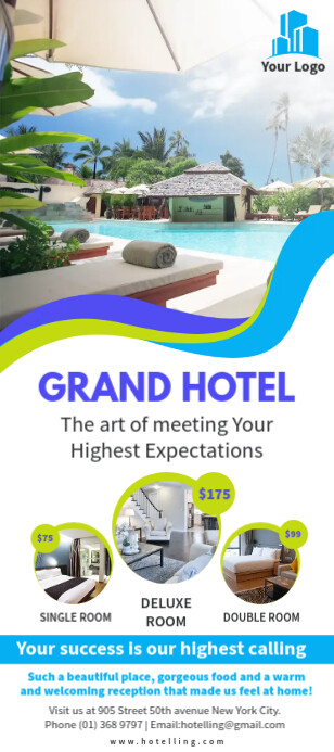 Lodging Rack Card Hotel resort rack card Template | PosterMyWall