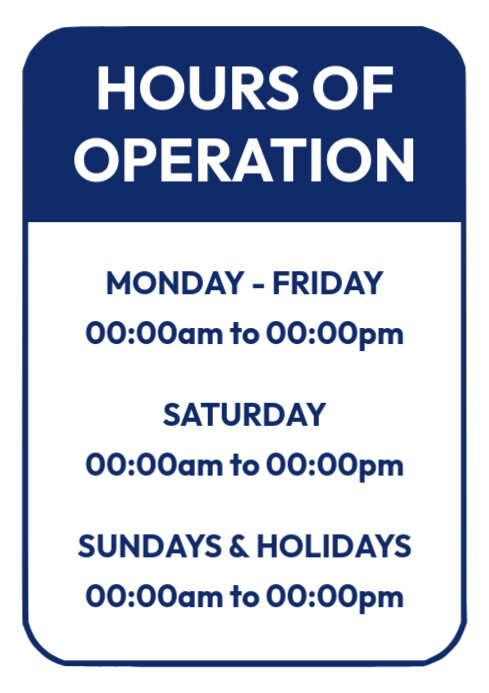 Hours of operation A4 template