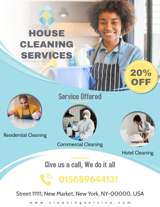 Professional House Cleaning Service Flyer Template Pamflet (Letter AS)