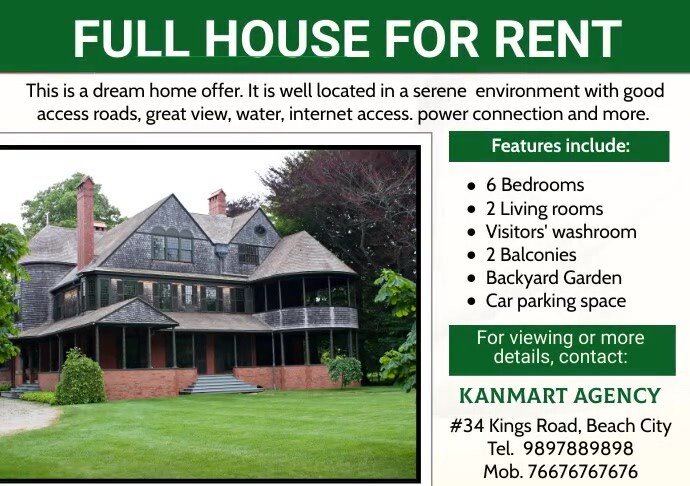 House for rent Template | PosterMyWall