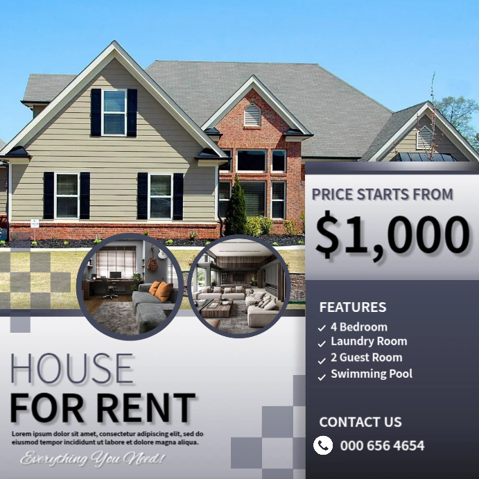 House For Rent Template | PosterMyWall