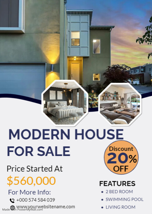Plantilla de HOUSE FOR SALE DESIGN TEMPLATE | PosterMyWall