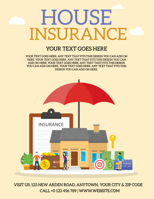 HOUSE HOME INSURANCE FLYER TEMPLATE | PosterMyWall